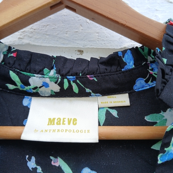 Anthropologie Maeve Aveiro Flutter Sleeve Floral Blouse - Picture 4 of 9